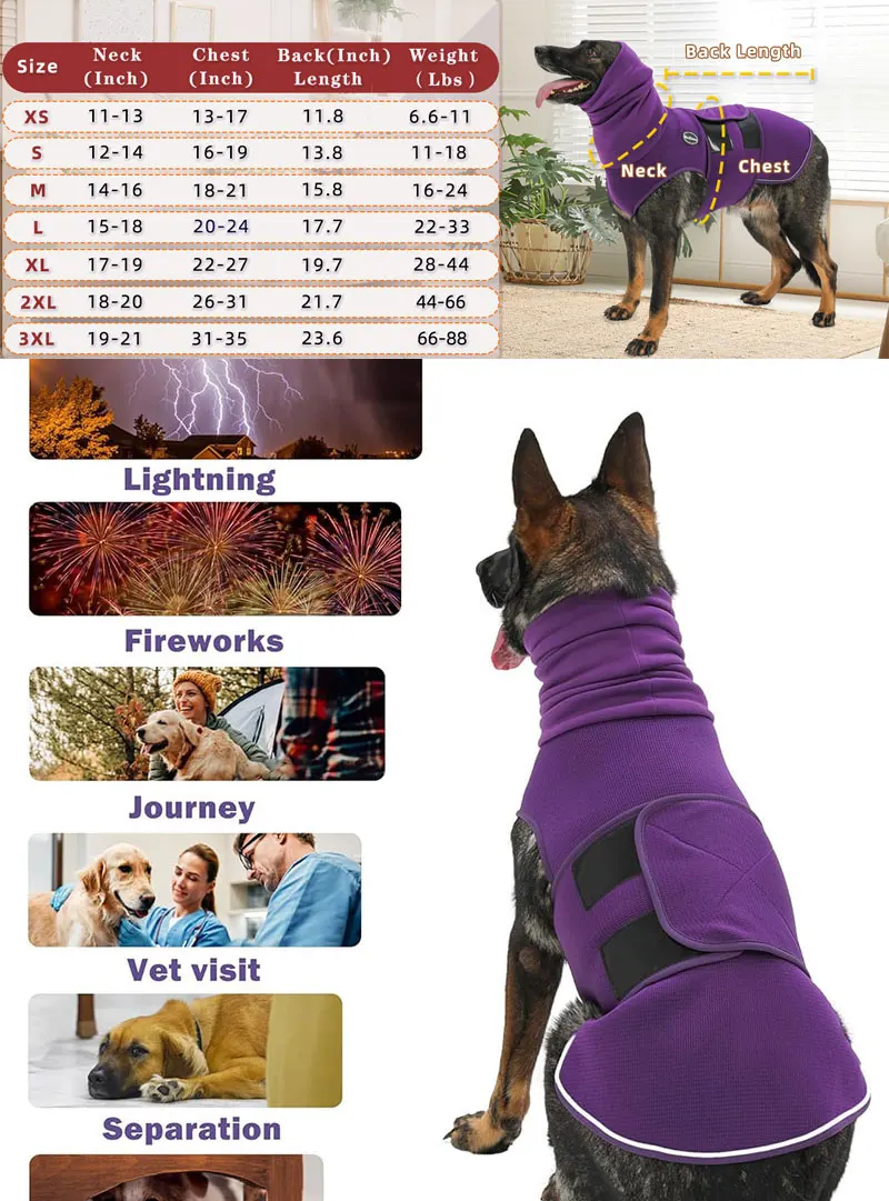 Bestseller Beruhigungs-Jacke für Hunde, Angst-Linderungsweste nach dem Kastrations- bzw. Neutungsprozess, Multifunktionale Kopfbedeckung für Kleine und Mittelgroße Hunde – Detail 3