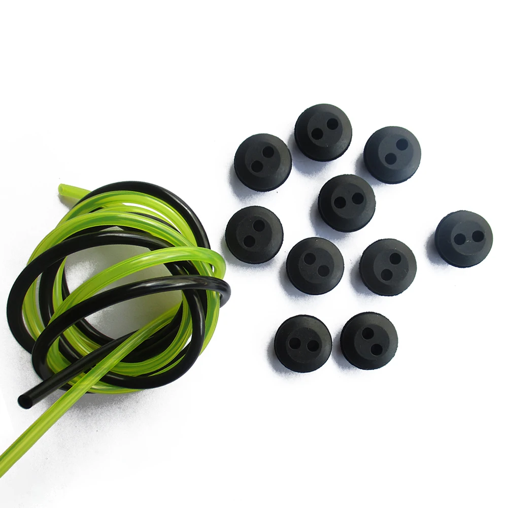 2 Holes Fuel Tank Grommet Rubber For Brush Cutter Delicate 10 * Rubber+1* Yellow Fuel Pipe+1 * Black Fuel Pipe