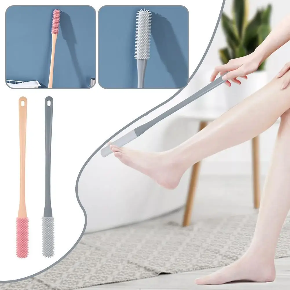 Silicone Foot Washing Brush Toe Cleaner For Shower Foot Brush With Two Sizes Of Brush Heads Long Handle Toe Cleaner M0q4