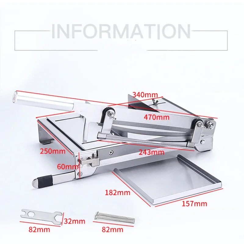 Chicken Duck Fish And Sheep Bone Cutting Saw 13.5 Inch Meat Slicer Manual Cutting MachineStainless Steel Bone Slicer