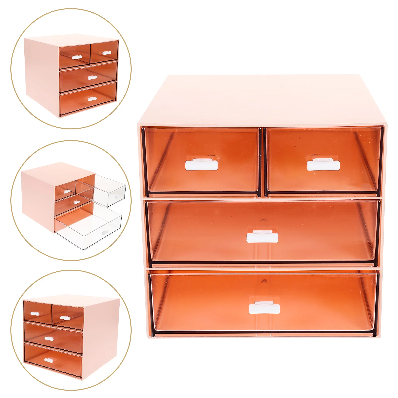 

Large Capacity Desktop Drawer Box Makeup Storage Plastic Organizer Set For Office Home Stationery Jewelry Tiered