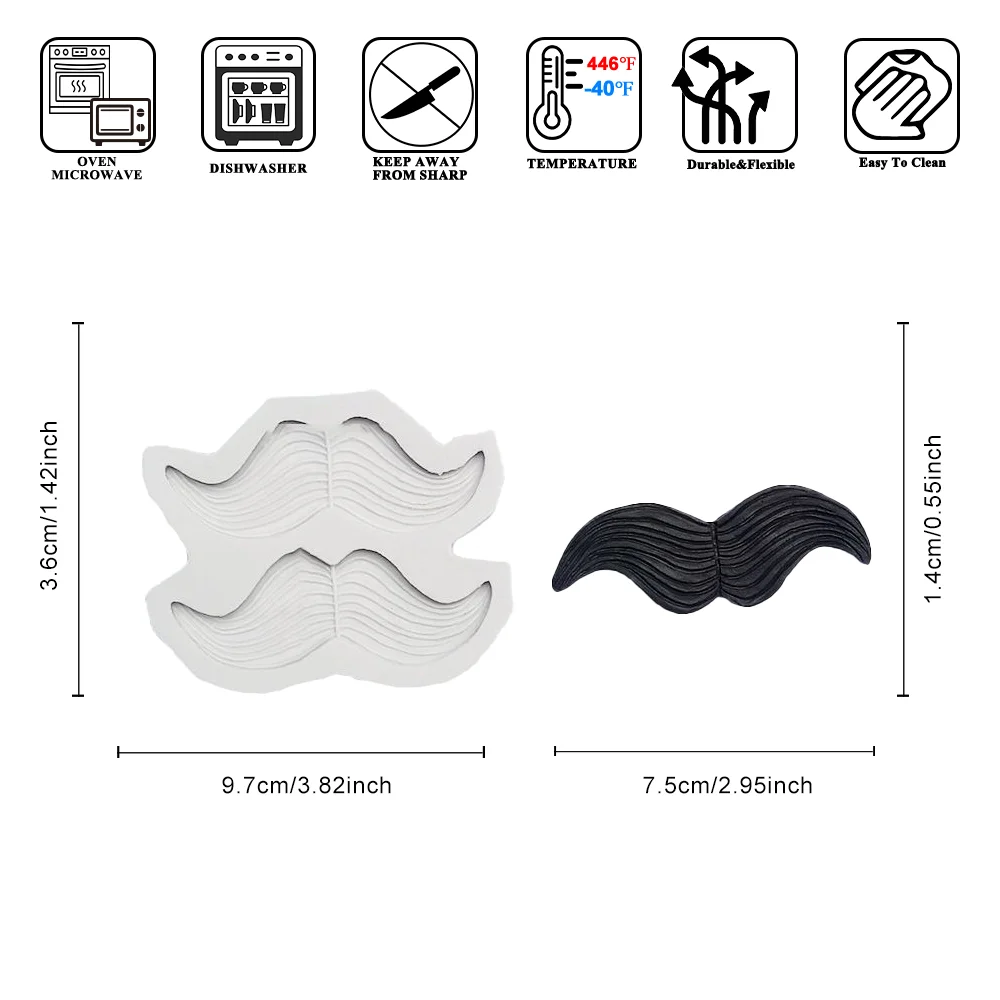 7 Pattern Father's Day Theme Silicone Fondant Mold Beard,Tie,Men's Formal Attireattire,Hat Shape Mold Fondant Mold Cake Decor
