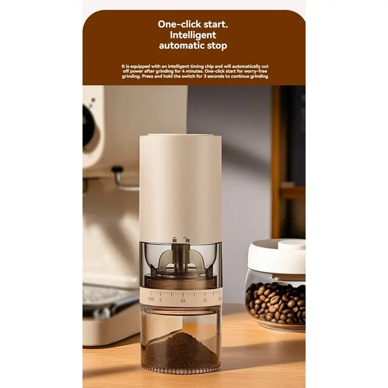 B82B-Portable Electric Burr Coffee Grinder 38 External Grind Settings 1.8X Faster Visual Bean Hopper 2000Mah For Travel