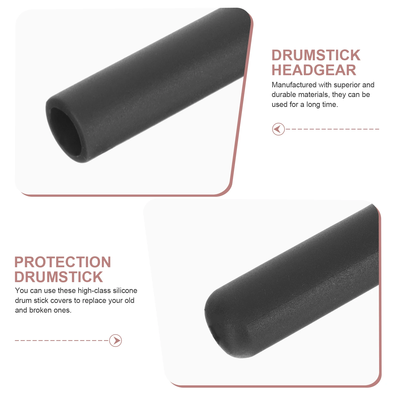 

2 Pcs Practice Drum Stick Rubber Cover Silicone Drumstick Tips Caps Covers Accessory Silica Gel Mute Damper Dampeners
