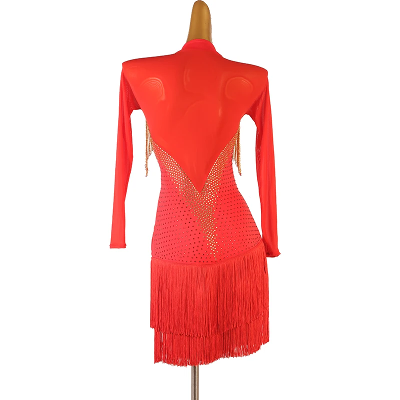 Latin Dance Dress Lady junior latin dance costumes women fringe latin competition dress  red blue black lq364