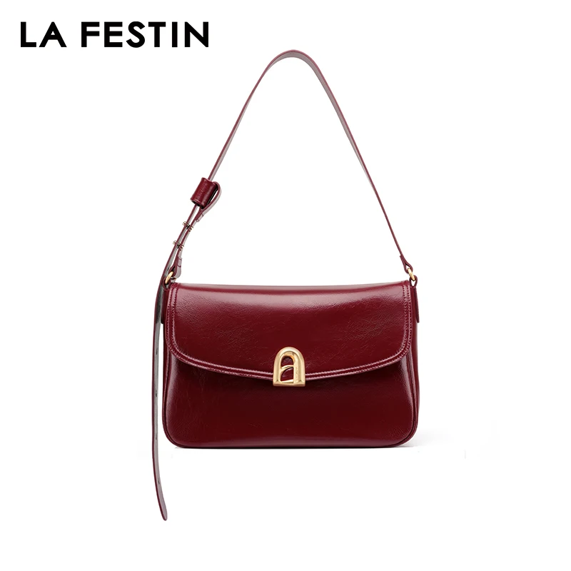 LA FESTIN Women\'s bag 2024 Trend Ladies Shoulder Crossbody Bag Large Capacity Leather Bag Fashion Messenger Bag A-line Door