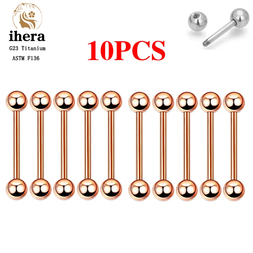 5/10PCS G23 Titanium External Internal Thread Piercing Body Jewelry Long Industrial Barbell Tongue Ring Nipple Bar 14G 16G image 3