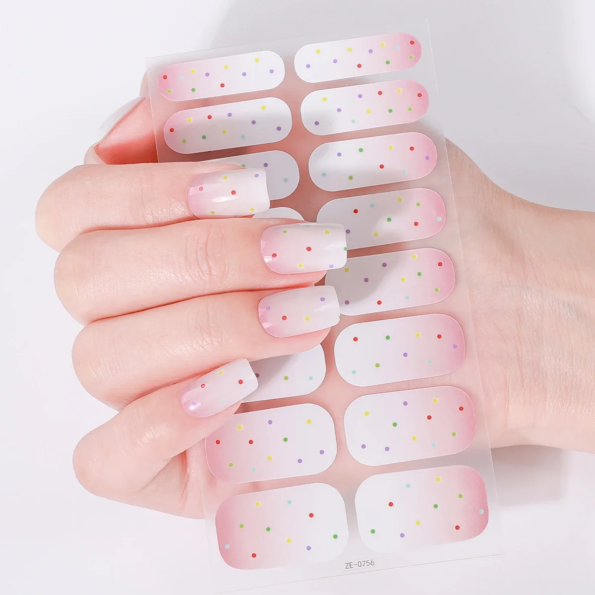 16 نصائح غطاء كامل ملصقات الأظافر الصيف الملونة البولكا نقطة مسمار البولندية الديكور الآيس كريم ذاتية اللصق مسمار الفن ملصق