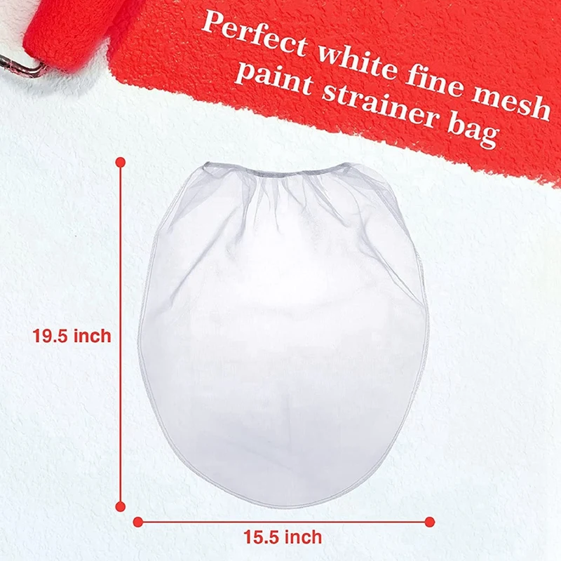 50 Pcs 5 Gallon Elastic Top Paint Strainer Bags White Fine Mesh Bag Paint Filter Bag For Hydroponics Painting Gardening