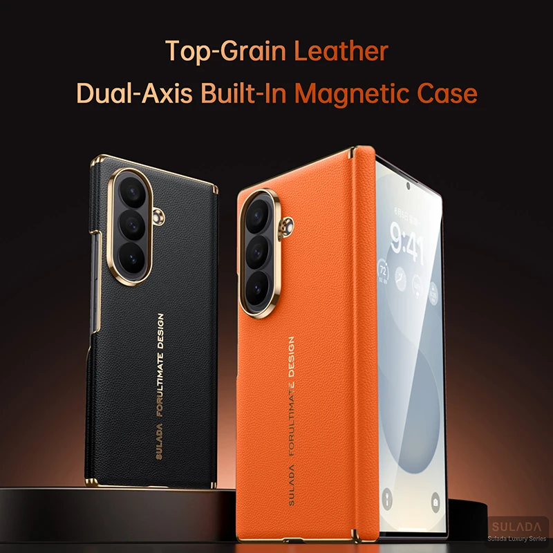 Case for Samsung Galaxy Z Fold 8 Ultra Double axis luxury Leather inner Magnetic Suction Shockproof Mobile Phone Case Cover