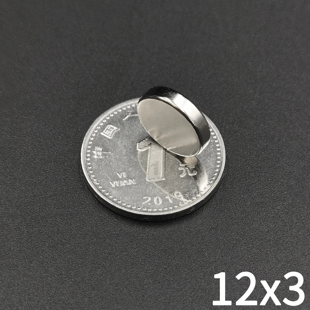 Runder Magnet, 12 x 3 mm, permanente, superstarke, leistungsstarke Magnetscheibe, verwendet für Kühlschränke und Büros für Kühlschränke, Heimwerker – Detail 4