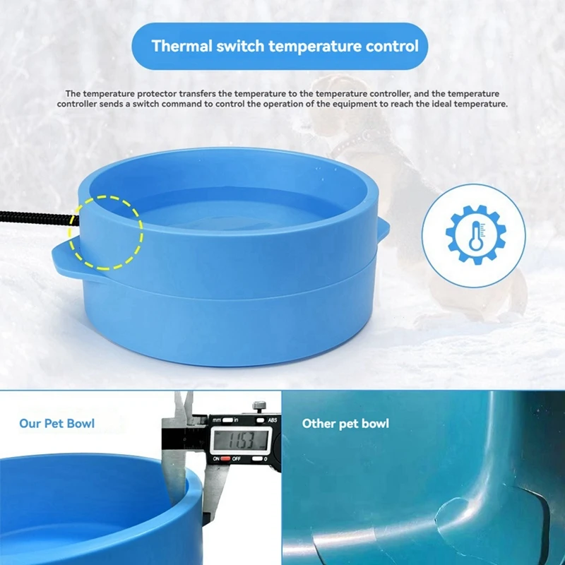 3.2L Verwarmde Waterbak Voor Hond Kat Buiten Verwarmde Hond Kom Waterdicht Verwarmde Voerbak Slimme Thermische Schotel Winter US Plug