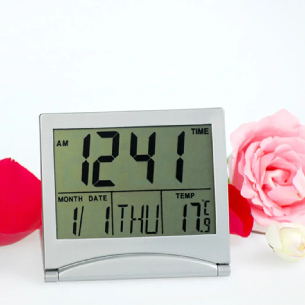 Tool Digital Clock W/ Calendar Wall Accessories Professional Replacement Silver Table Temperature Clock Digital