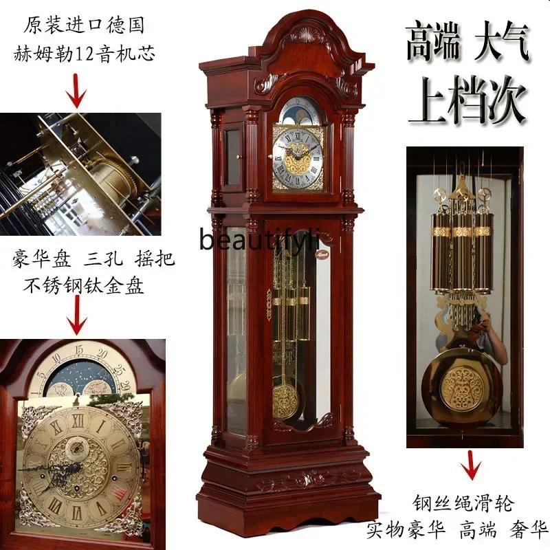 

CC German Hermle Movement the Grandfather Clock High-End Luxury Machinery Pendulum Clock European Standing Grandfather Clock Ret