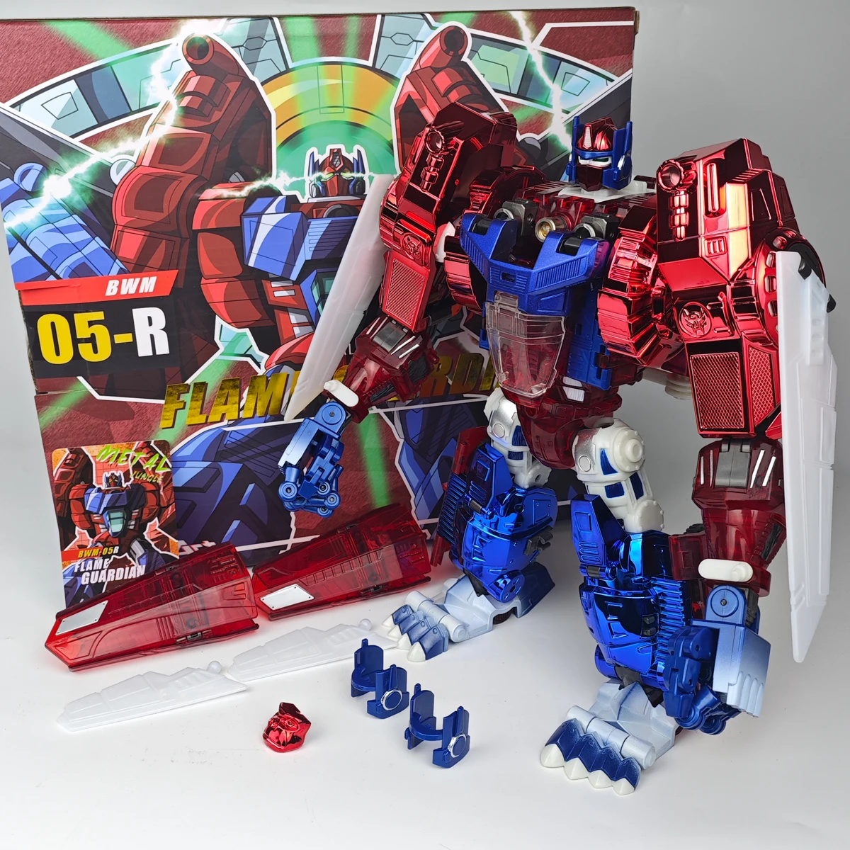 

TransArt Transformation BWM-05R TA Flame Guardian Red Version Beast Wars Primal Prime Four Changer Action Figure Robot Toys
