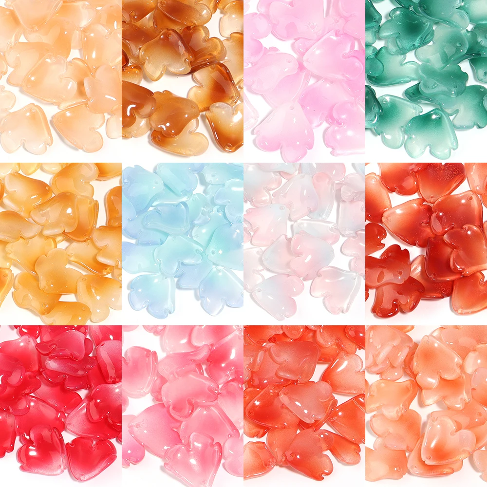 50 teile/los 19 × 19,5mm Lampwork Perle mehrfarbige Pfingstrose Blütenblatt Glasur lose Perlen für handgemachte DIY Armbänder Halskette Schmuck zubehör
