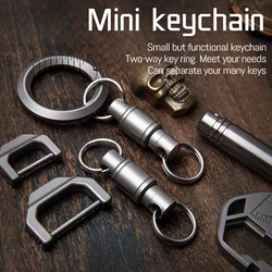 Titanium Alloy Keychain Double Ring Detachable Keychain Outdoor Quick Release Key Multifunctional Mini Keychain EDC