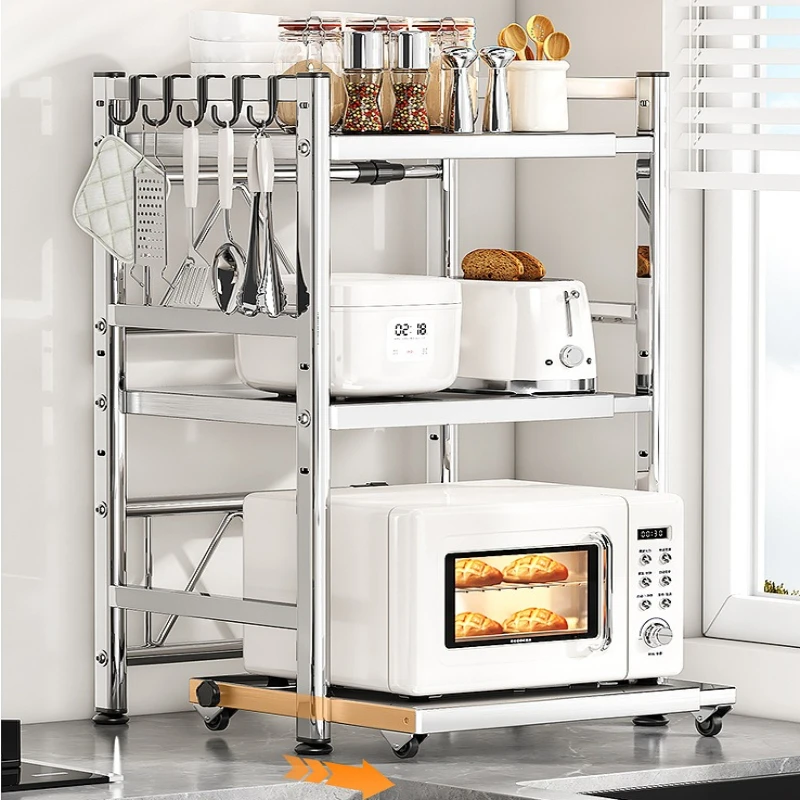 Pull Out Microwave Stands Desk Drawer Rack for Air Fryer Rice Cooker Sliding Toaster Oven Shelf Space Saving Appliance Organizer