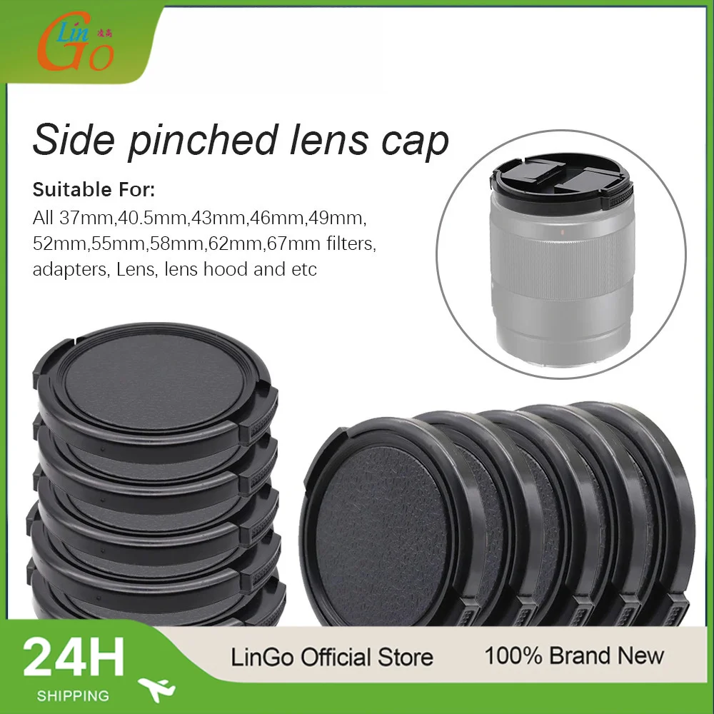 Universal Lens Cap Holder 37/40.5/43/46/49/52/55/58/62/67mm Center Pinch Snap-on Cap Cover Lens Cap Protective Lens Protector