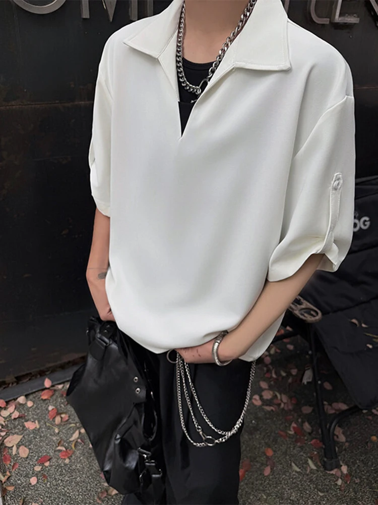 

Мужская летняя футболка Thin Ice Silk V-Ne ort Sve irt Dra Design Svel Seven-Quarter Sve Дышащая повседневная футболка...