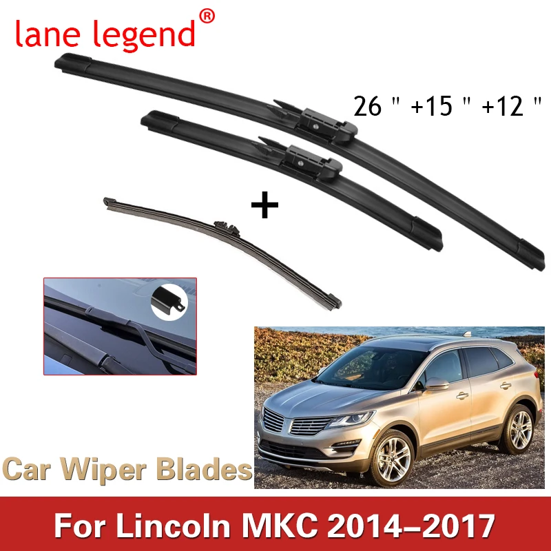 Car Wiper Blades for Lincoln MKC 2014 2015 2016 2017 Fit Pinch Type Arms Car Cleaning Replacement LHD 26