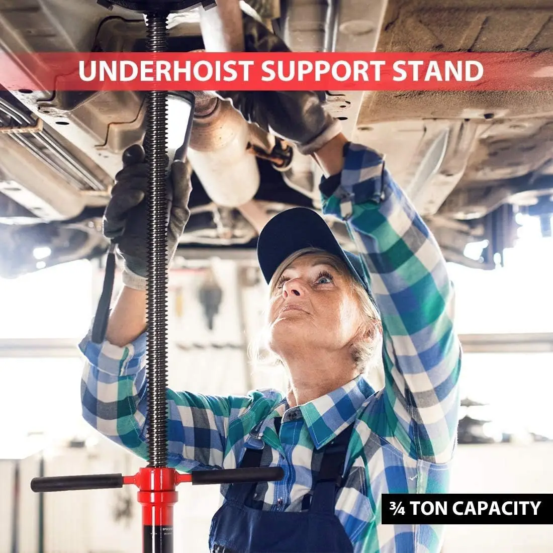 Under Hoist Support Stand 3/4 Ton Jack Stand | 1650Lbs Capacity, Adjustable 52-76 Inch Height, 12 Inch Diameter Base for Vehicle