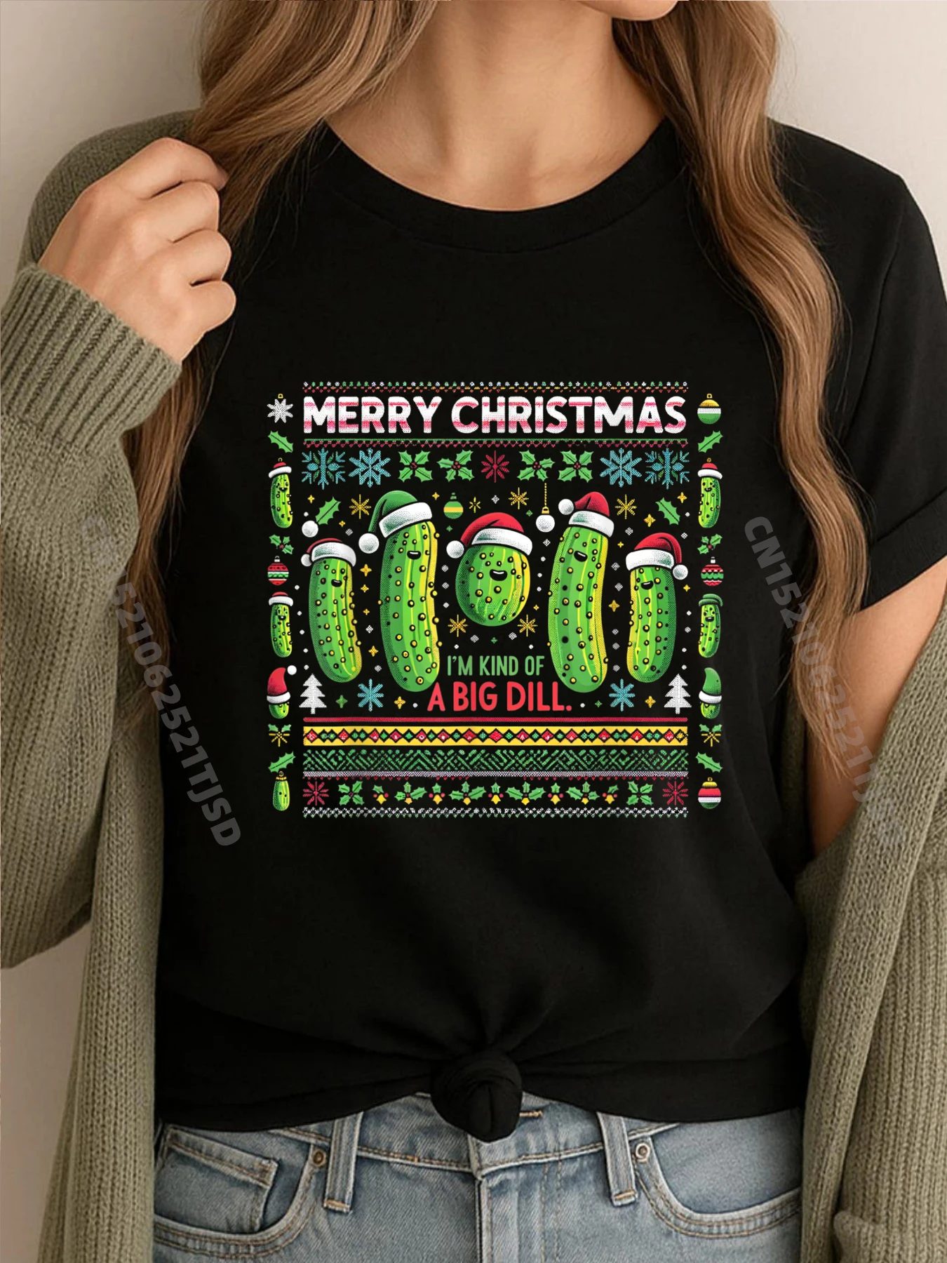 

Merry Christmas Ugly Christmas Big Dill Pickle Shirts Graphic Tee Free Shipping Clothes