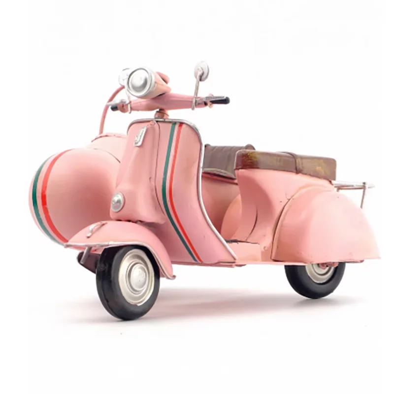 

Ironwork（About 22*19*14 CM）VESPA three-wheel motorcycle model tabletop creative decoration item Toys Collectibles