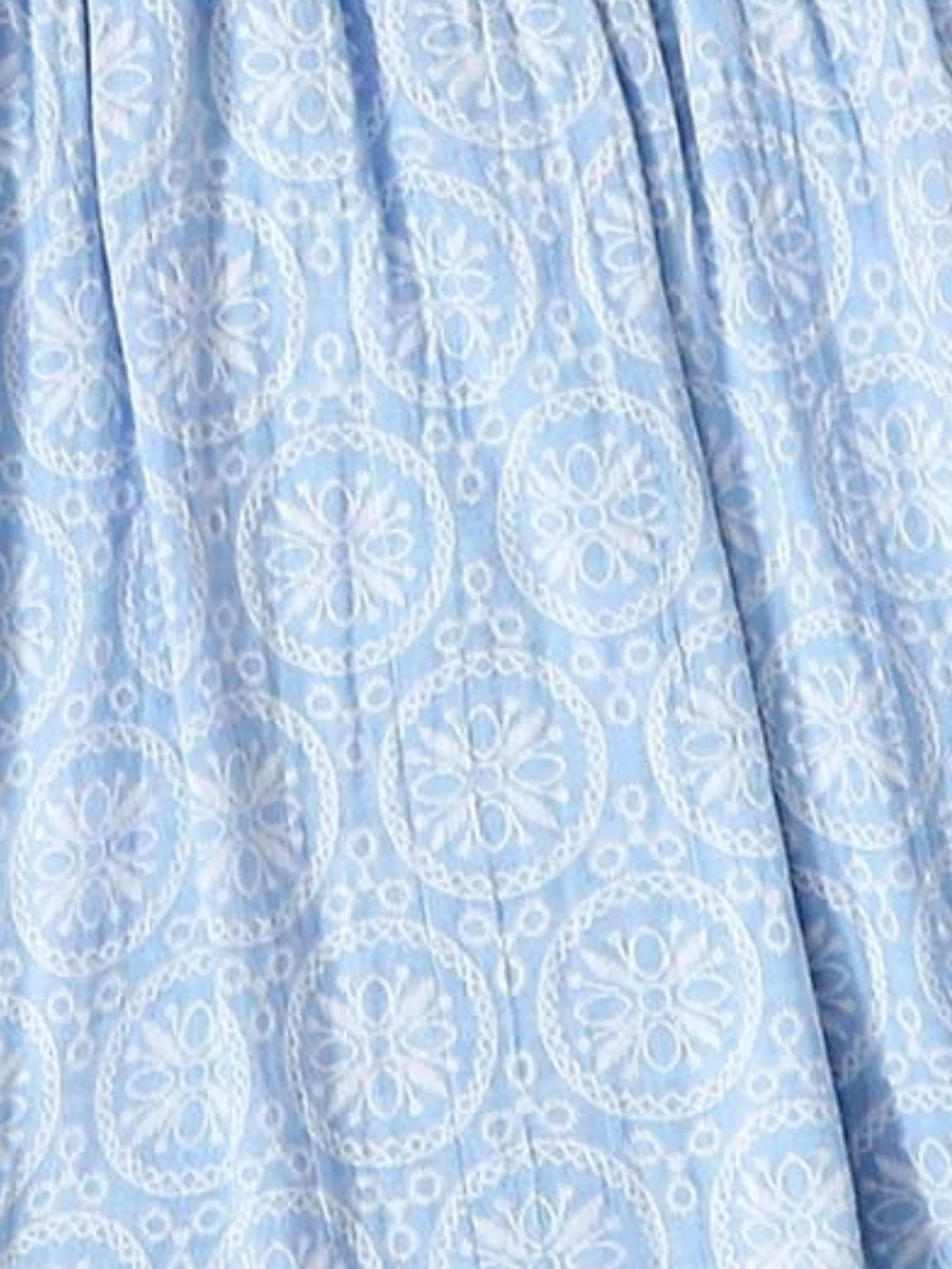 Girls\' summer fresh blue lace dress - cool sleeveless design, elegant patterned skirt