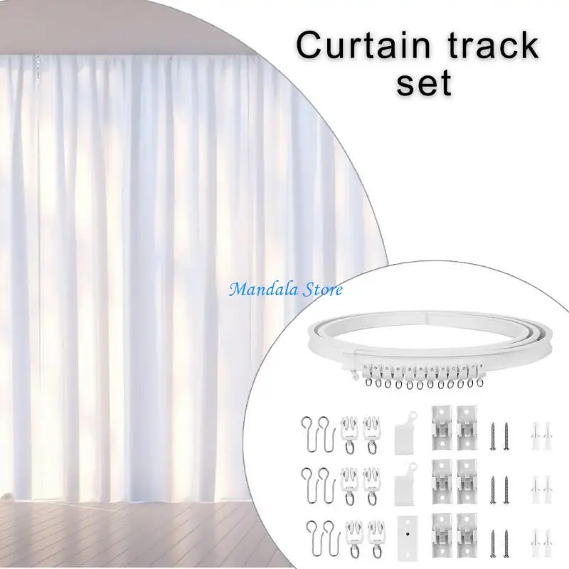 

U2JC Flexible Ceiling Curtain Track Set 5 Meter Rails with Rollers Room Divider Kits