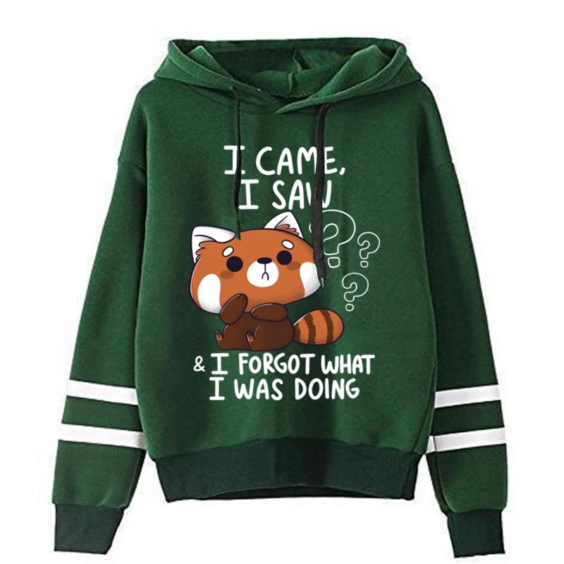 2024 New Hoodies Graphic I Forget What I Was Doing Cute Little Raccoon Women’s Long Sleeves Fashion Casual Loose Hoodies Clothes