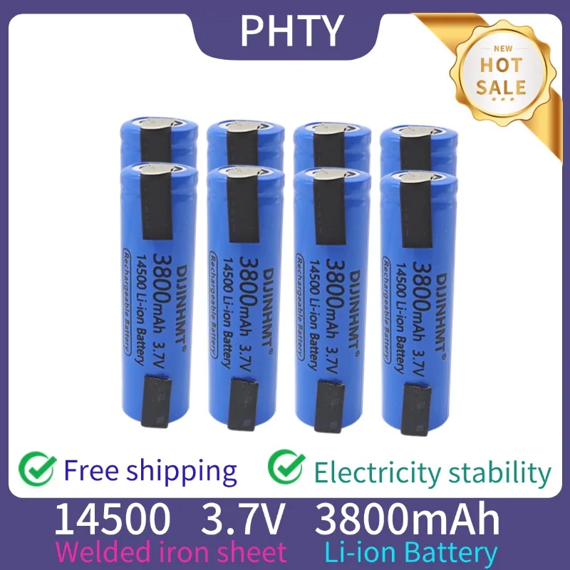 

NEW 14500 Battery 3.7V AA 3800mah Lithium Ion Battery, with Welding, for Electric Toothbrush, Razor, Barber Rechargeable Battery