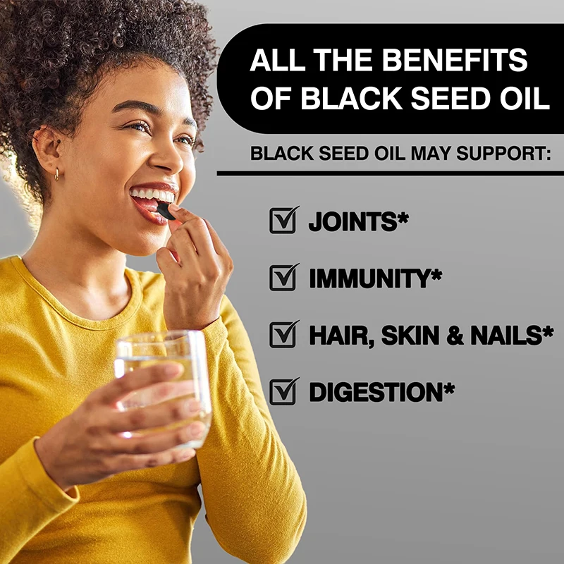 Black Seed Oil - Supports Immune, Joint, Digestive, Hair, Skin Health - Non-GMO, Gluten Free