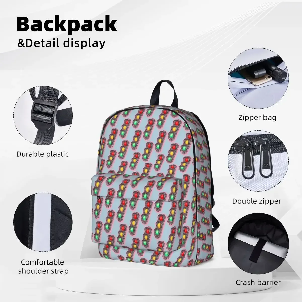 Traffic Light Backpacks Large Capacity Student Book bag Shoulder Bag Laptop Rucksack Fashion Travel Rucksack Children School Bag