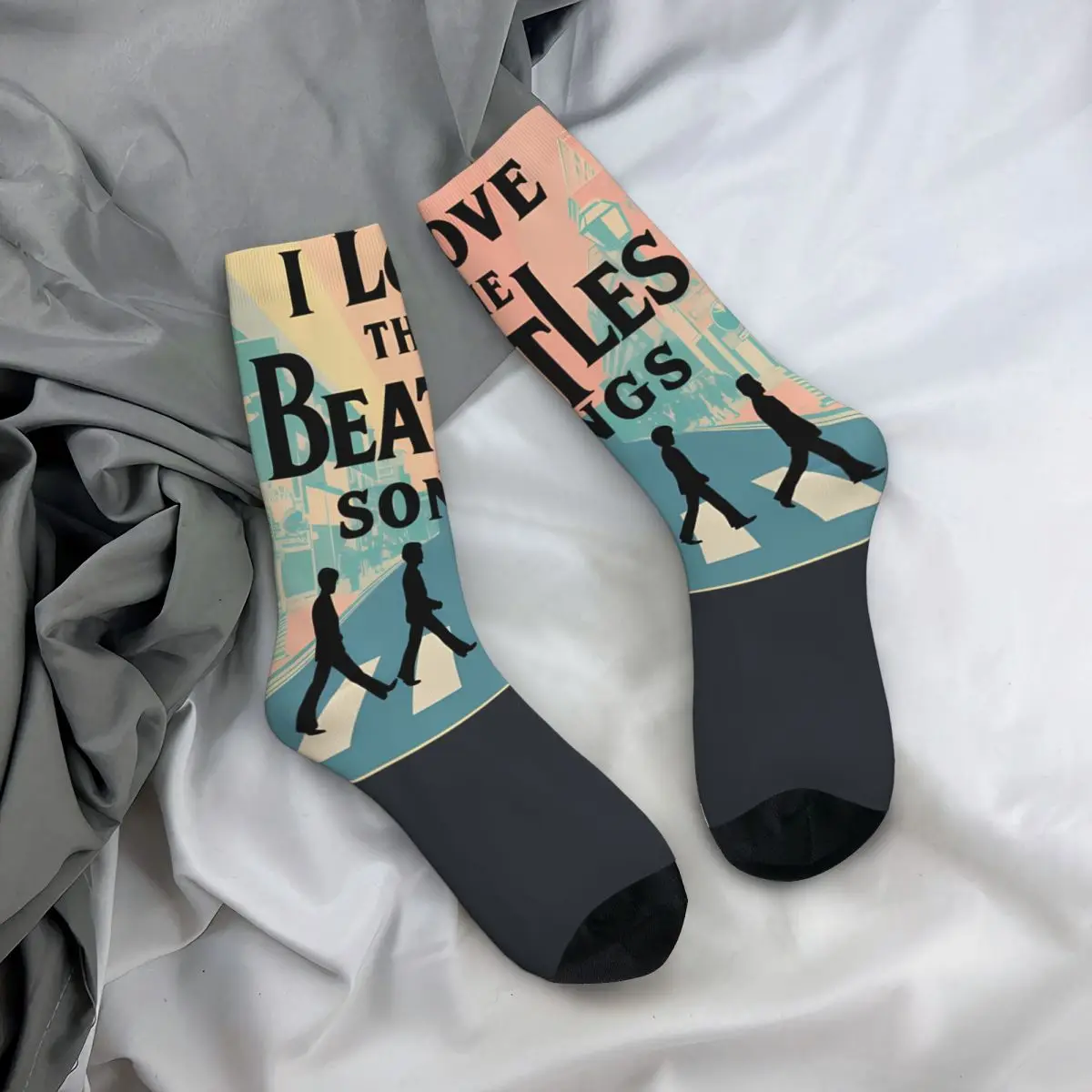 Love Songs Men\'s Socks Vintage Harajuku The Beatle Street Style Novelty Casual Crew Sock