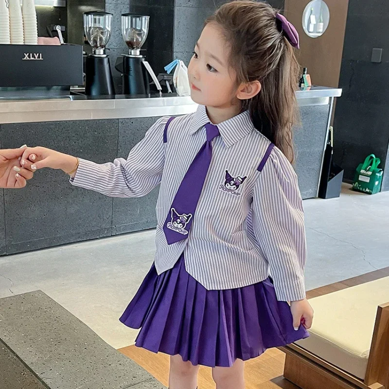 Sanurgente Kuromi-Ensembles de robes de princesse pour filles, jupes d'automne pour enfants, tenues décontractées d'Halloween, cadeaux d'anniversaire Kawaii