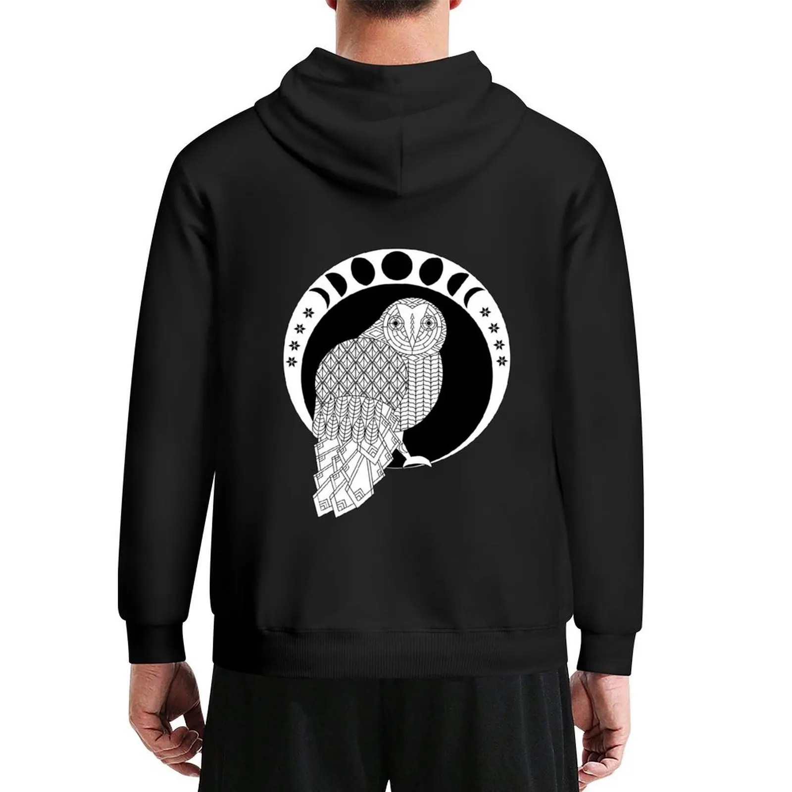 

Night Owl Line Art Design Hoodie korean clothes men's winter sweater men wear mens clothing tracksuit