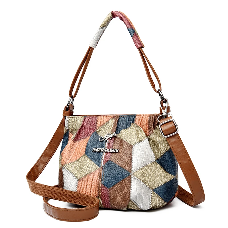 Women\'s Shoulder Bag Patchwork Style Handbag Crossbody Sling Purse Elegant Coin Wallet 2024 Trend Cross Bag Luxury Design