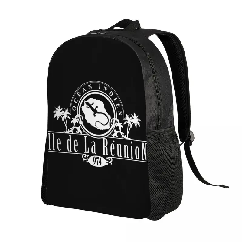 Custom La Reunion Margouillat Island Logo Backpacks for Men Women School College Student Bookbag Fits 15 Inch Laptop Bags