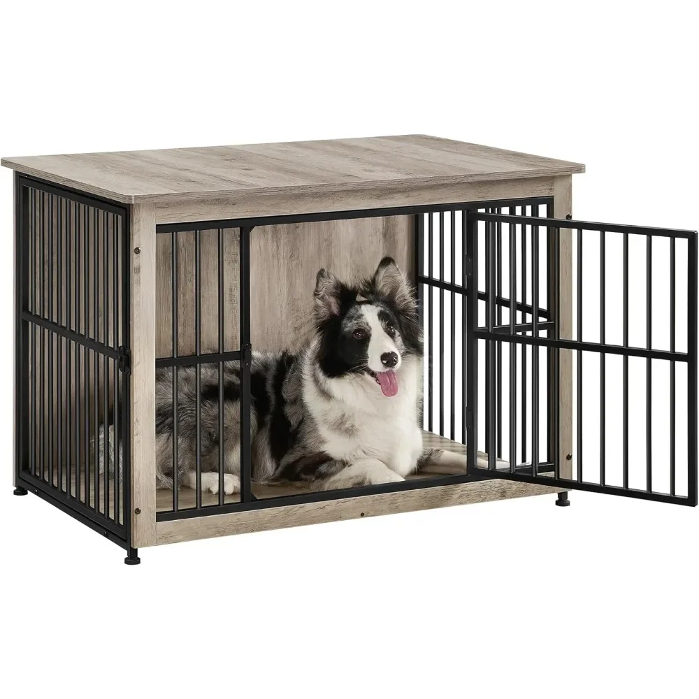 

Dog Crate Furniture, Side End Table, Modern Kennel for Dogs Indoor up to 70 lb, Heavy-Duty Dog Cage with Enclosed Base, Double