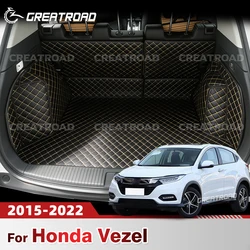 Auto Full Coverage Trunk Mat For HONDA Vezel 2015-2022 21 20 19 18 17 16 Car Boot Cover Pad Cargo Interior Protector Accessories