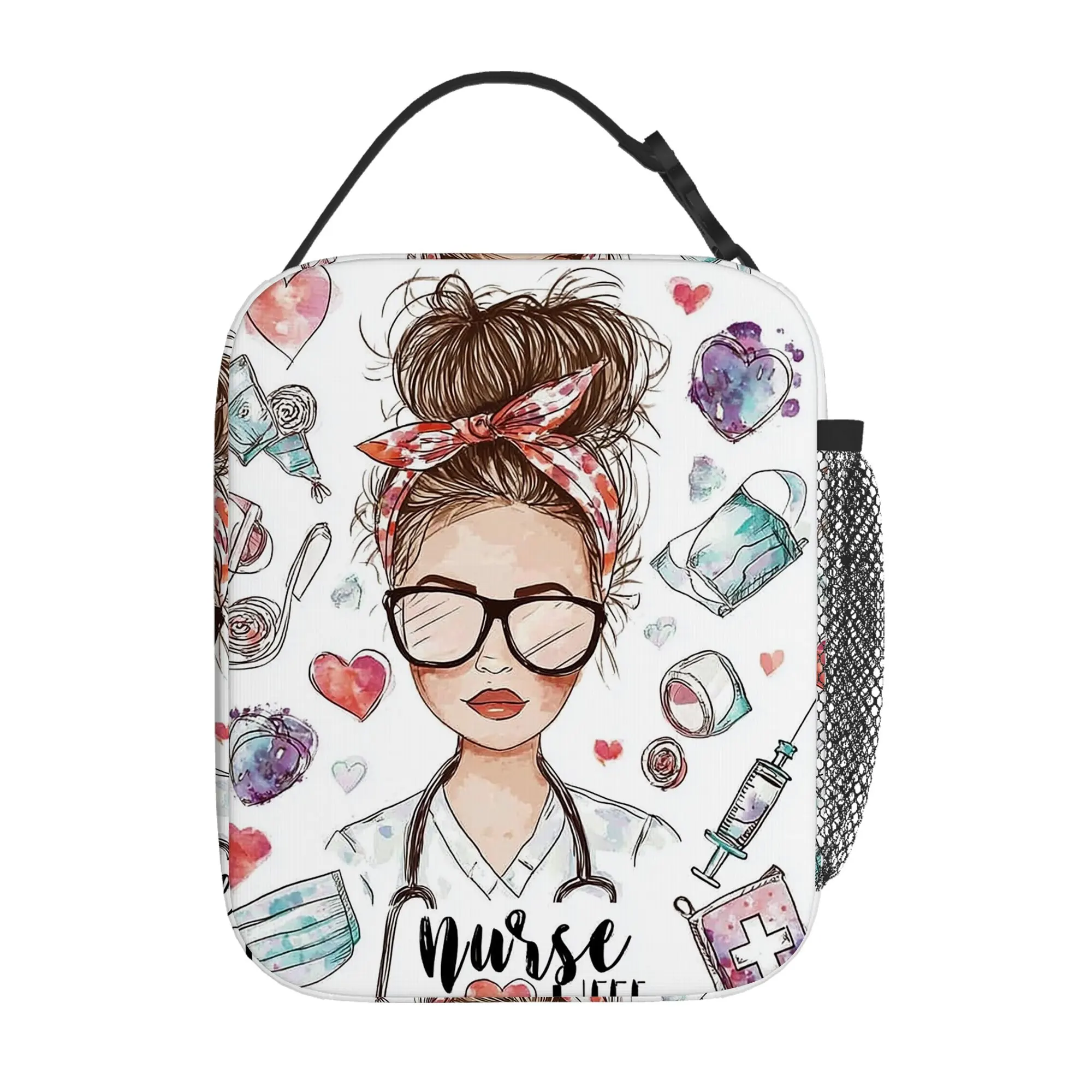 1pc, a Nurse Design Featuring Medical Symbols And Hearts. This Is a Printed Thermal Insulation Bag, Not Intended for Food Contac