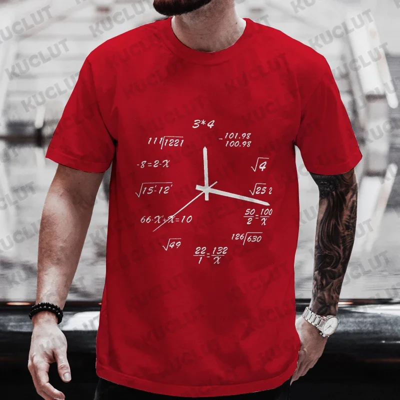 Funny Math Clock Print Men T Shirt Stylish Clothes Short Sleeve O Neck Men Tshirt Clothing Street Tee Shirt Homme Tops Camisetas