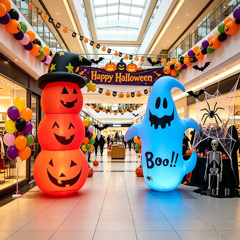 Pvc Inflatable Glowing Pumpkin Doll Suitable for Halloween, Halloween Inflatable Led Light-Up Ghost, Inflatable Model, Outdoor Yard Decoration - view 5