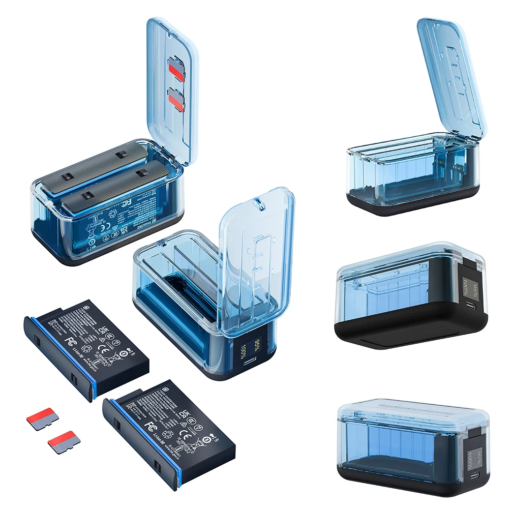 For Insta360 X5 Battery Charger Case USB-C Rechargeable Portable Battery Charging Box Battery Charger Storage Box Battery Parts