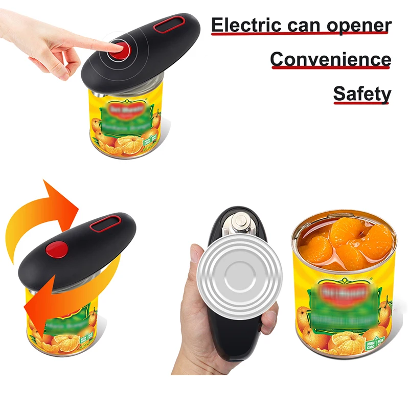 

C2 Electric Can Bottle Opener Mini Automatic Smooth Edges Jar Can Tin Touch Handheld Jar Openers Kitchen Cool Gadgets Bar Tool