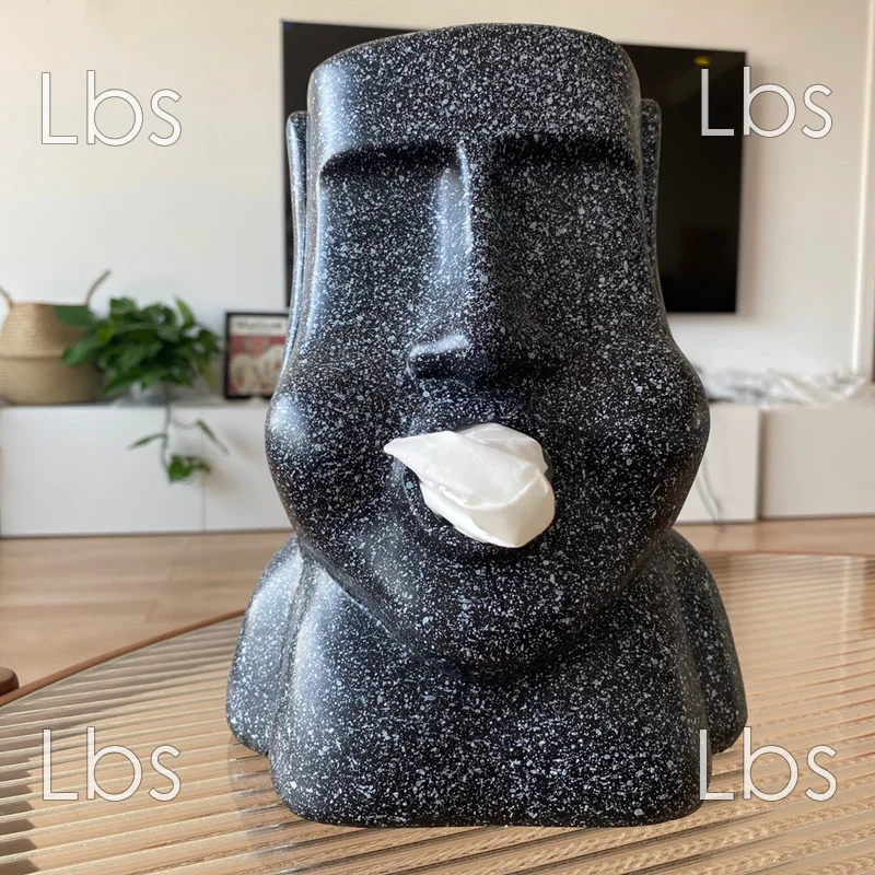 Creative Moai Statue Funny Mouth Tissue Box for Dining Room Living Room Decor