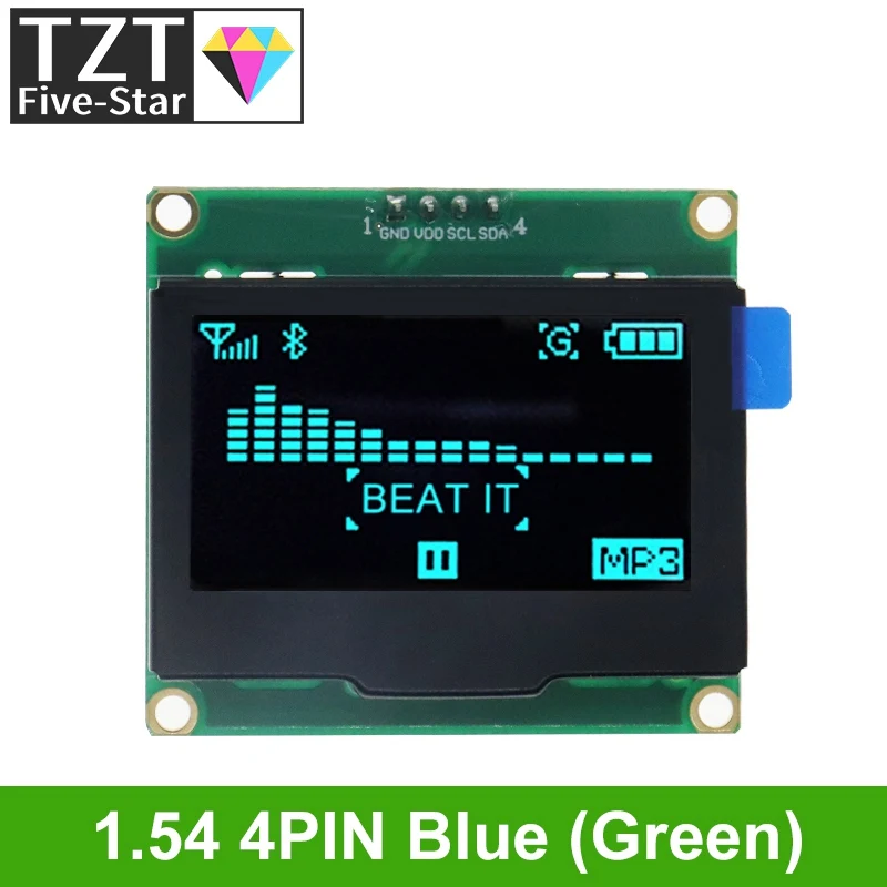 Imagem -02 - Placa de Tela Oled com Moldura de Ferro 54 Polegada Pinos Spi Iic Interface I2c Driver Spd0301 128x64