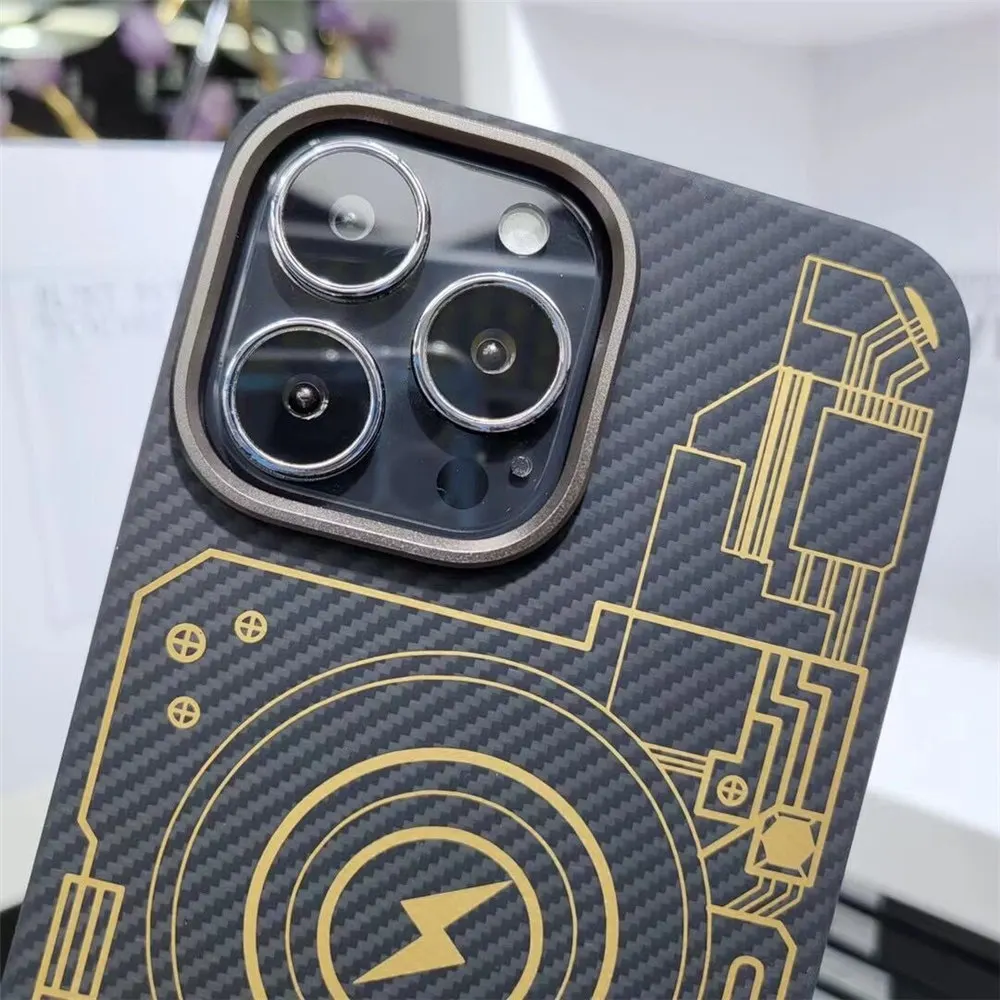 Capa Carbon Fiber Aramid para iPhone, Capa Armor para Placa de Circuito, Original, 14 Pro Max, 14 Pro