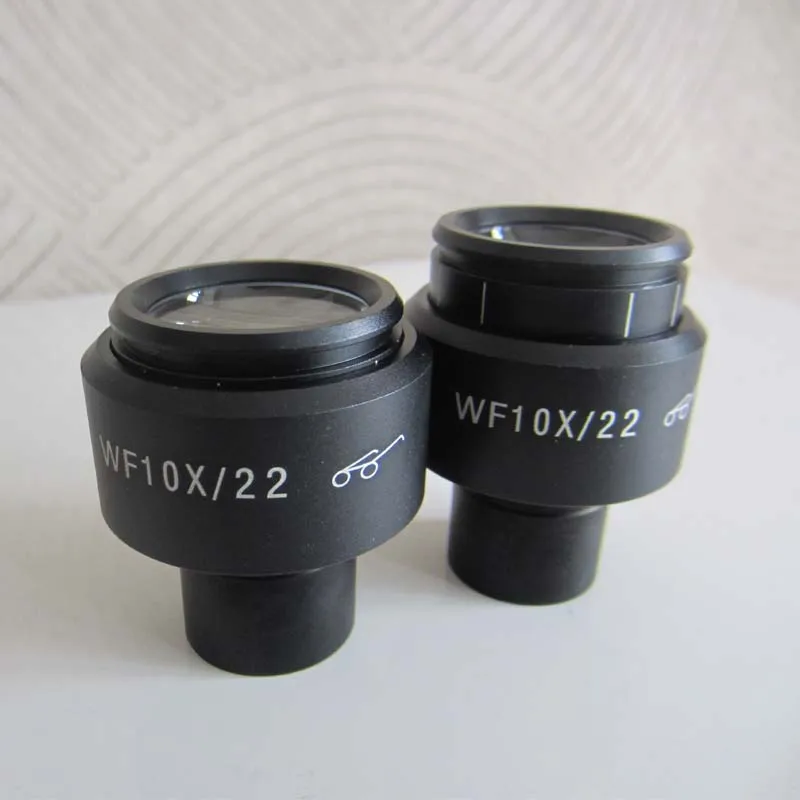 2pcs WF10X/22MM Adjustable Optical High Eyepoint Biological Microscope Eyepiece Lens with Rubber Eye Guards Cups